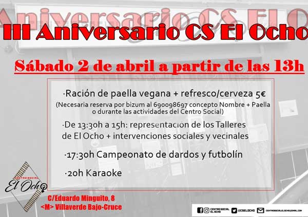 El Centro Social El Ocho celebra su tercer aniversario