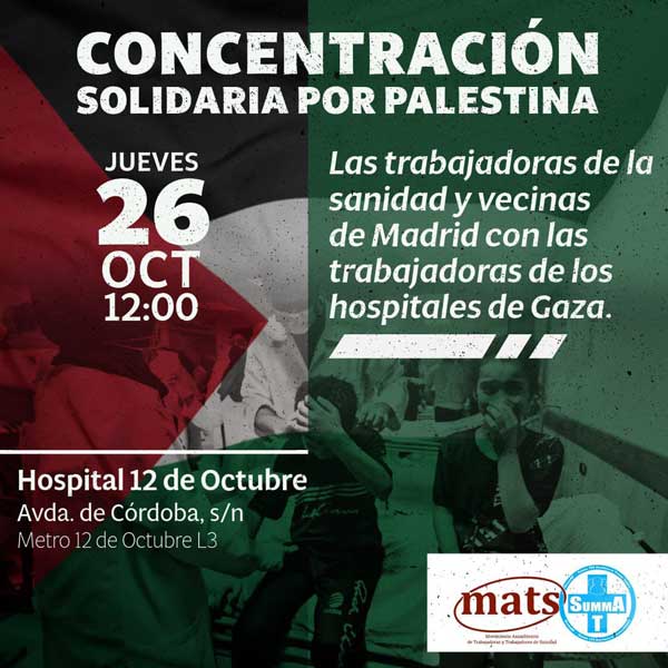 trabajadores de la sanidad madrileña, gaza